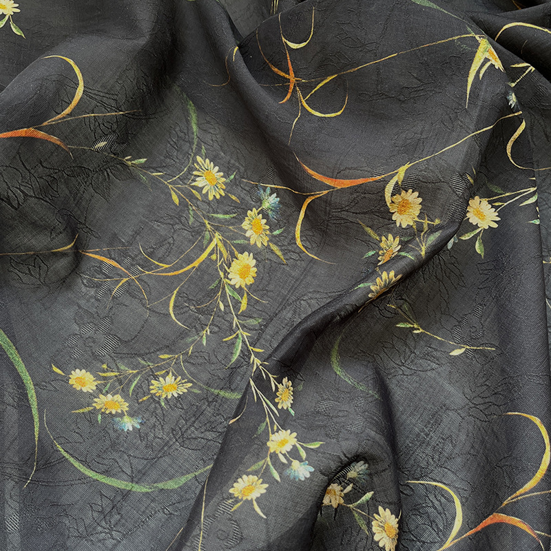 Wild Chrysanthemum Tencel Jacquard Fabric New Chinoiserie Chinese Style Han Dynasty Cheongsam Dress Fabric Handmade DIY Fabric