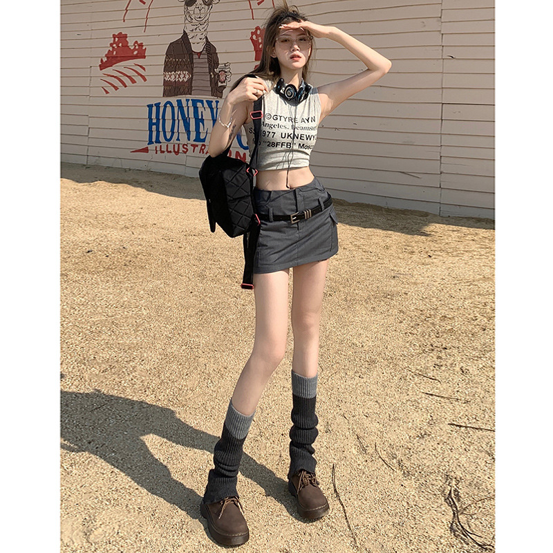 Hot Girls Fashionable Trend Skirt Belt Design All-match Elegant Hip Skirt Hot Pants Waist Hip A- line Skirt