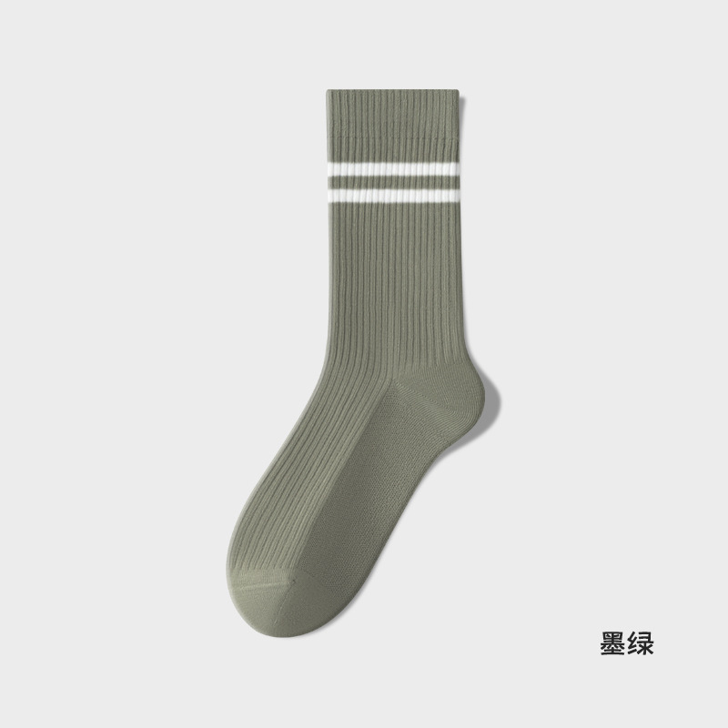Picture of dopamine socks women's parallel bars mid-tube socks summer thin cotton sweat-absorbent sports socks summer striped boneless stockings