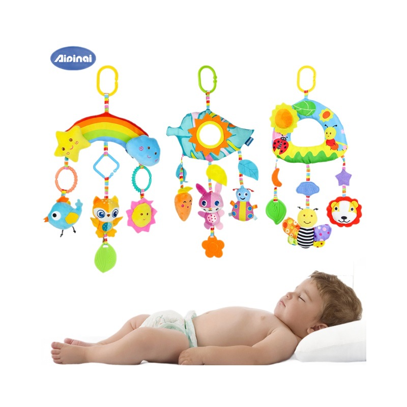 Picture of Aipinqi New Rainbow Car Hanging Toy Crib Bell Soothing Plush Toy Baby Rattle Manufacturer Ready Stock