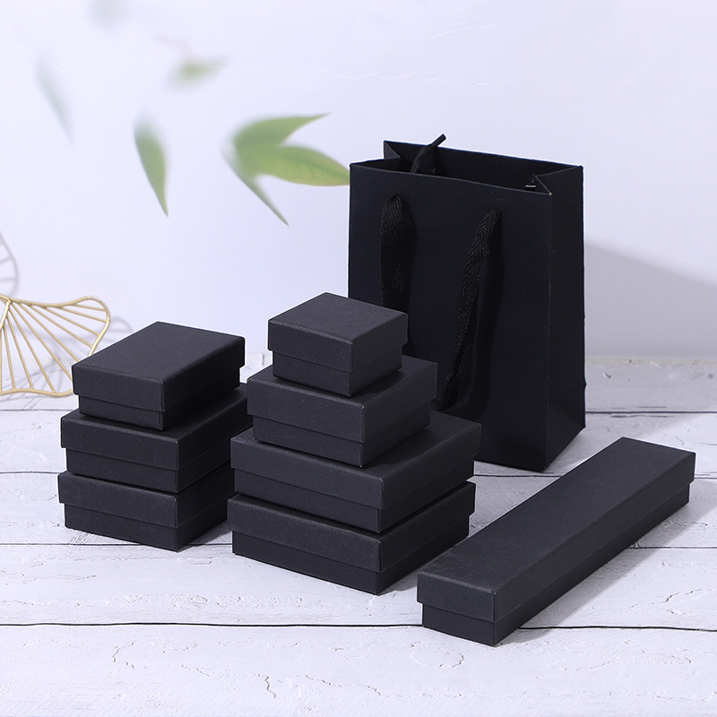In Stock Black Fashion Necklace Jewelry Box Ring Gift Box Jewelry Packaging Box Exquisite Jewelry Gift Box