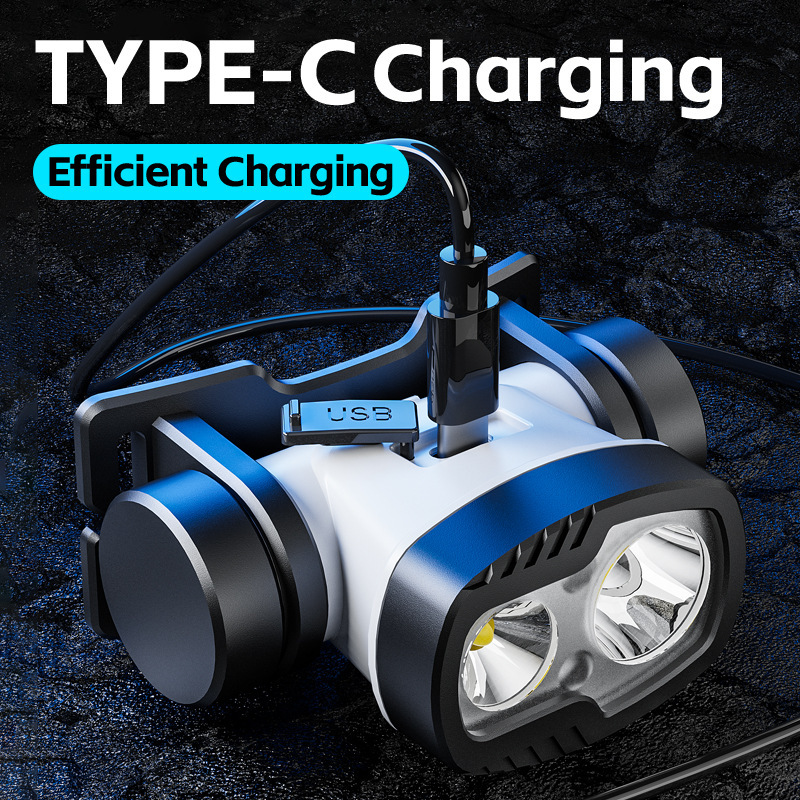 Picture of Cross-border double-wick fishing lamp rechargeable miner's lamp head-mounted working lamp outdoor long-range emergency bright headlight riding
