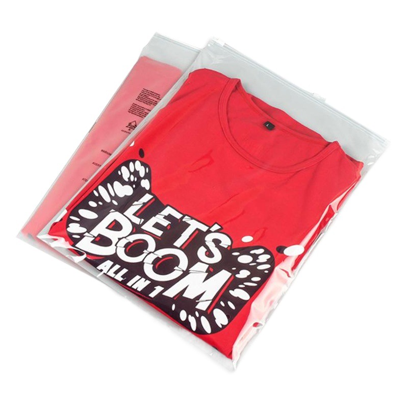 Hot sale PE transparent clothing zipper bag underwear skirt storage self-sealing bag CPE frosted children's clothes packaging bag