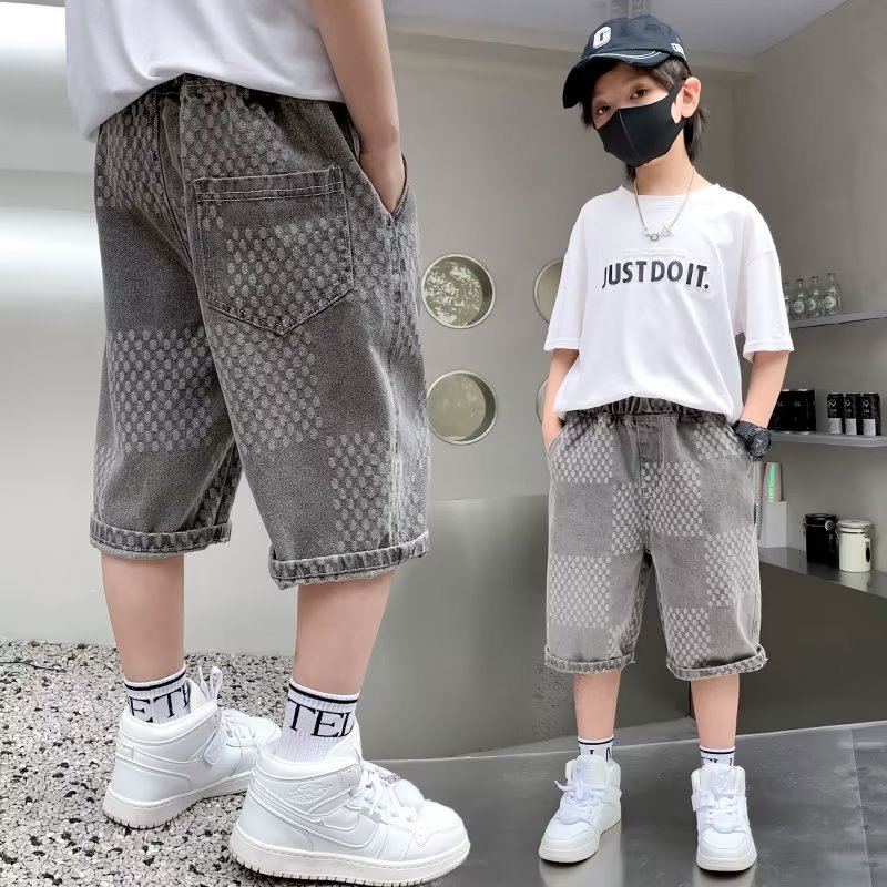 Picture of Boys' Denim Shorts Summer 2023 New Out-Wearing Trendy Workwear Pants Thin Street-length Pants for Middle and Big Children