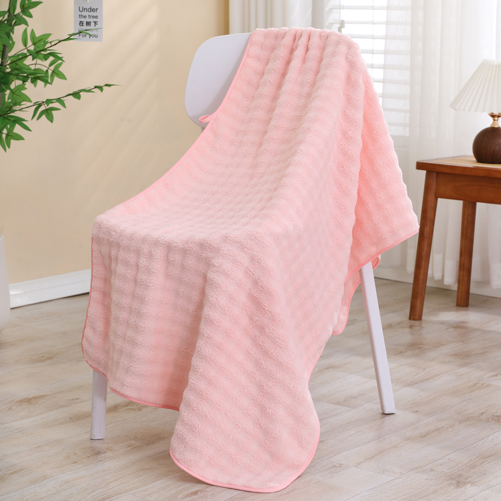 Picture of New Enlarged and Thickened Coral Velvet Bath Towel, Bubble Velvet Couple Towel, Absorbent, Quick-Drying, Soft, Not Easy to Shed Hair, Adult Wrap Towel