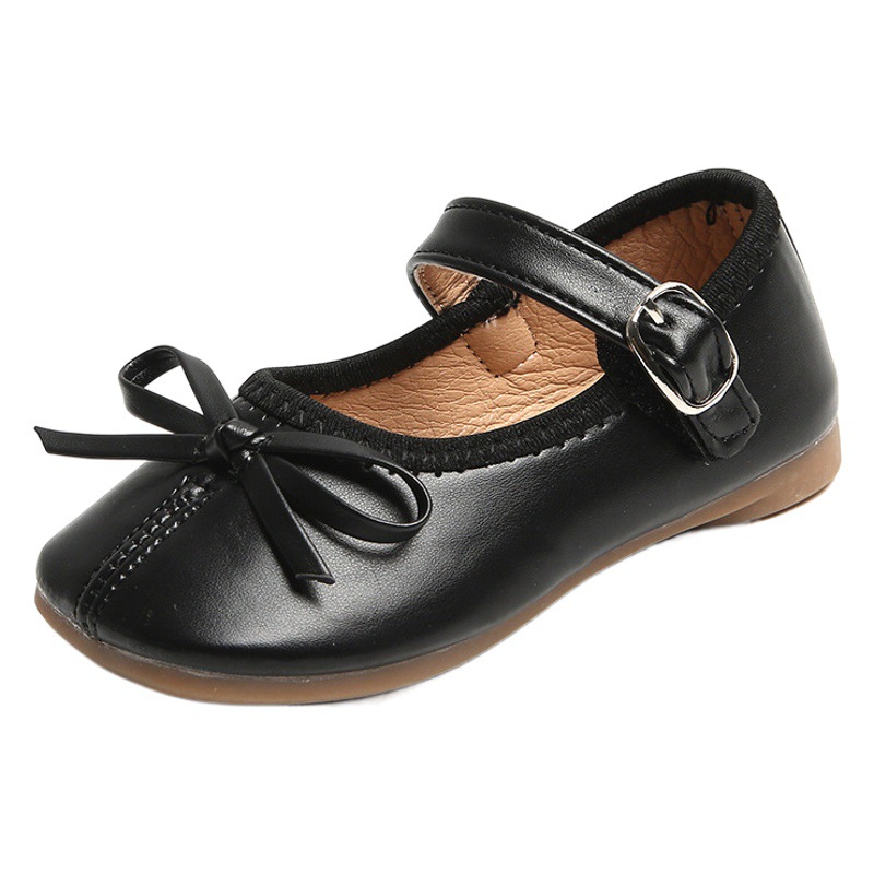 Girls' Bow Princess Shoes 2025 Spring Fashion Flats for Baby Girls Soft-Soled Small Leather Shoes Grandma Shoes Trbottomy