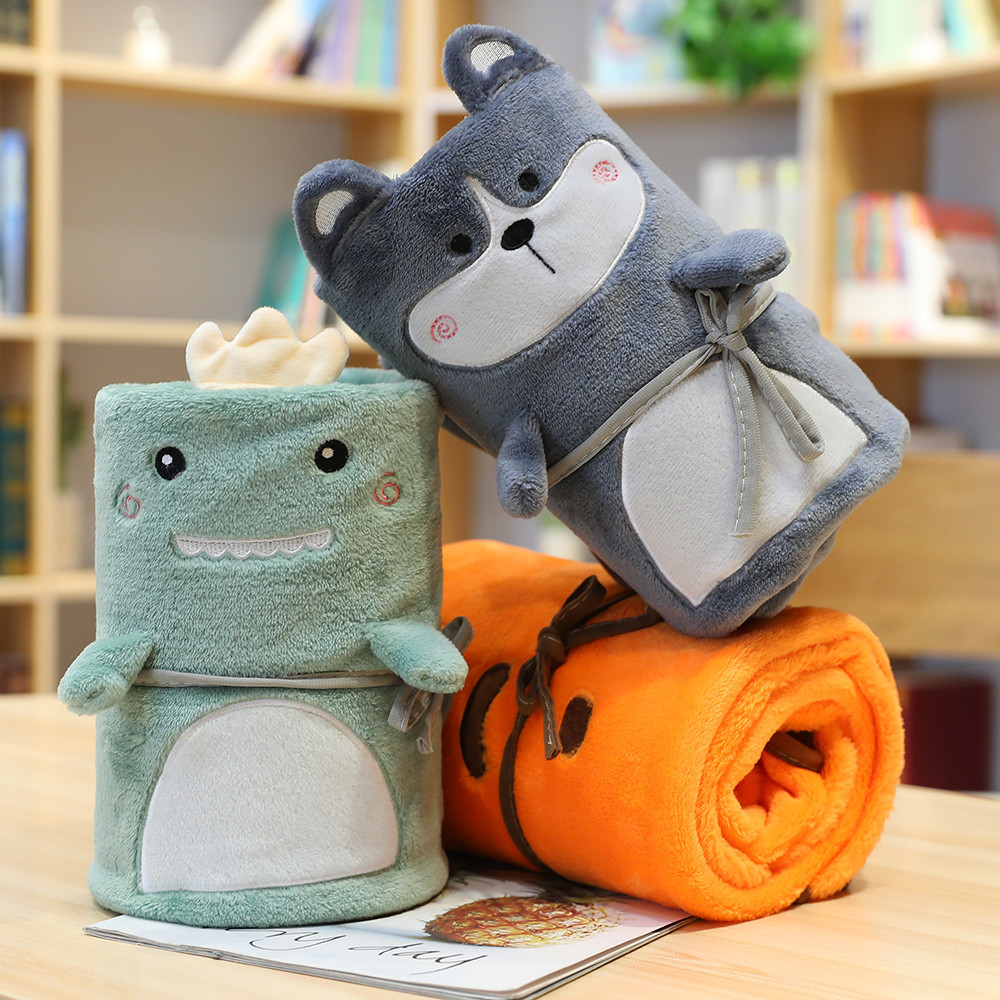 Cartoon Animal Air Conditioning Blanket, Fruit-Shaped Nap Blanket, Ready for Adding Logo