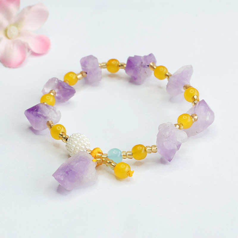 Picture of Attache Natural Amethyst Bracelet Colorful Treasure Raw Stone Bracelet Nine Purple Fire Factory Wholesale Behalf of CB 4033102