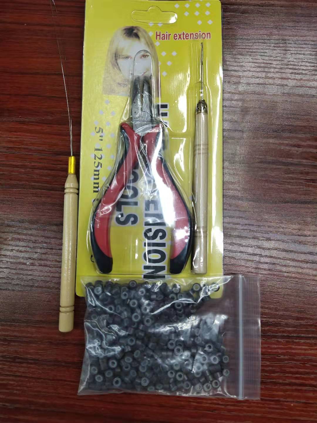 Picture of Cross-border Wig Pliers suit New Hair Extending Pliers suit Five-piece Silicone Buckle Wooden Crochet Wig Tool