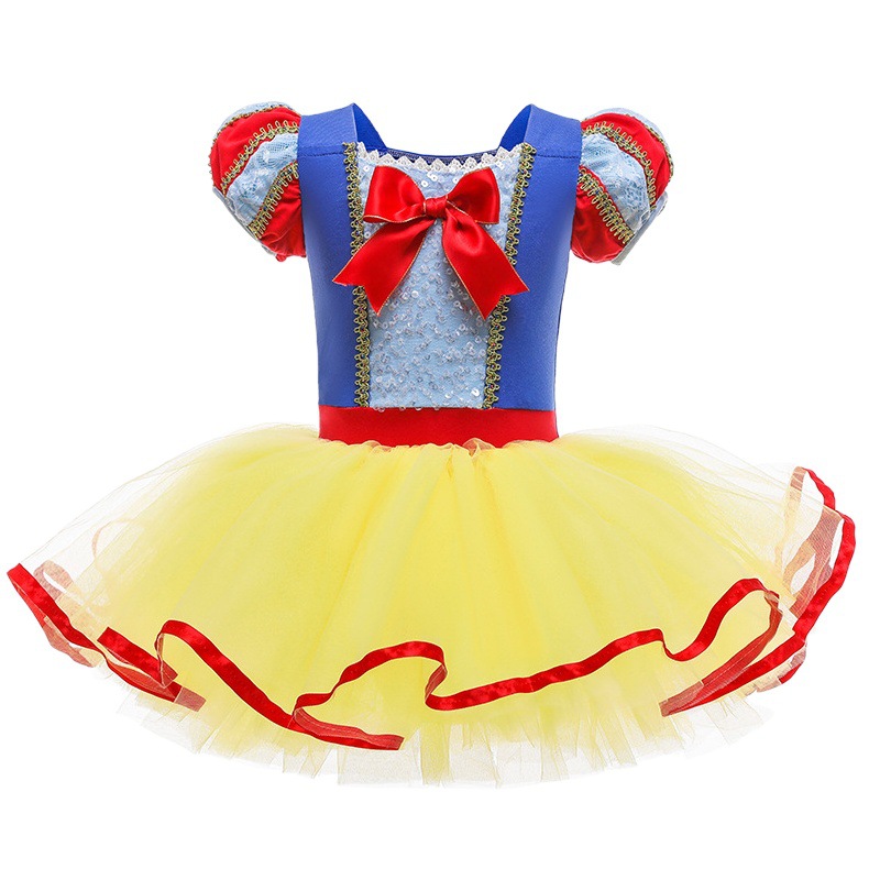 Snow White Princess Skirt Girl's Cute Puffy Vessel Skirt Summer Practice Clothes Children's One-piece Ballet Dance Clothes Can Be Opened
