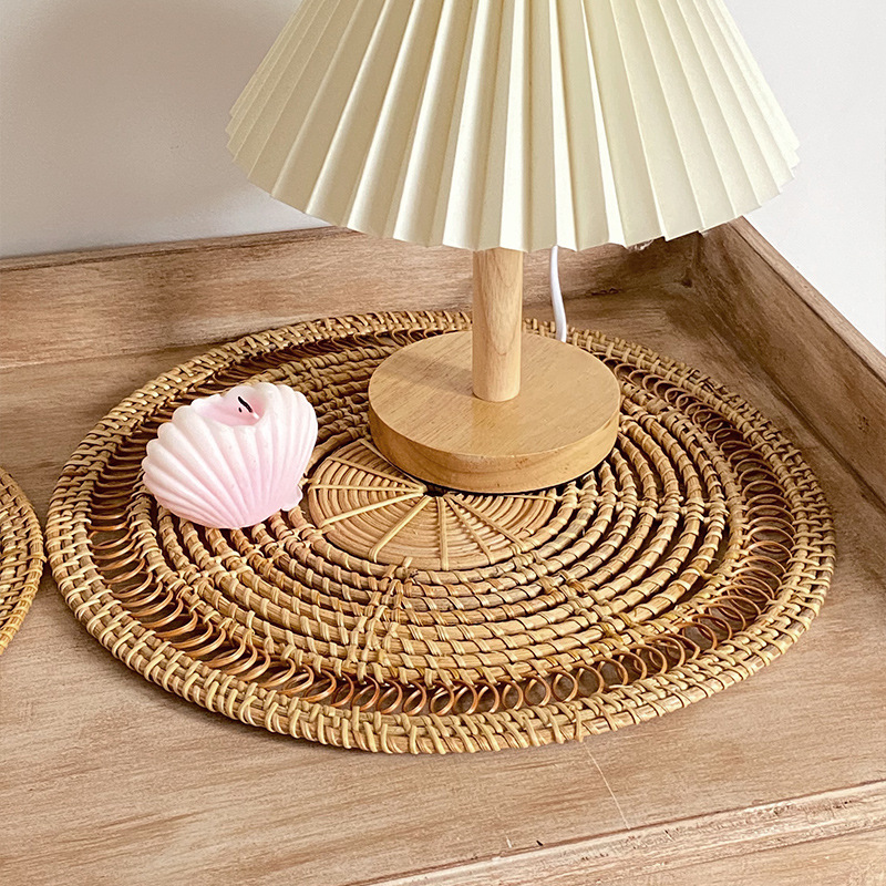 Picture of Nordic handmade Rattan woven bed & breakfast Wall pendant decoration European style living room entrance home wall hanging Rattan