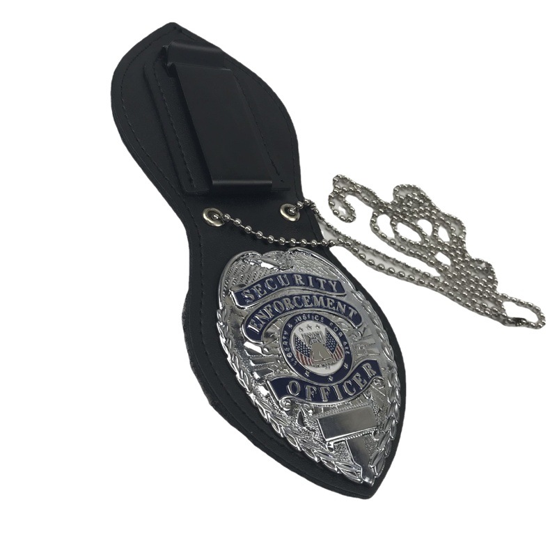 Two leather badge holster manufacturers wholesale irregular PU two leather badge holster samples wholesale badge holster