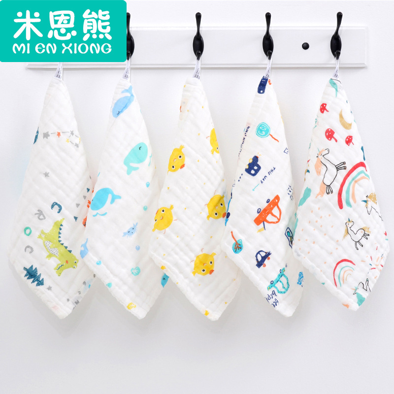 Picture of Cotton small square six-layer high density gauze towel newborn baby saliva towel baby wash face towel wholesale
