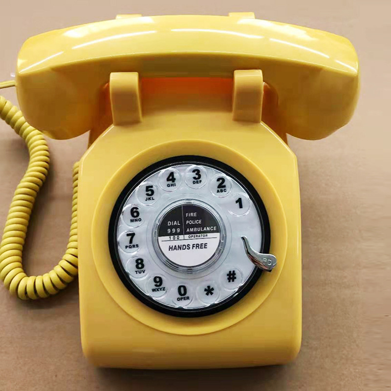 Picture of Telephone European Retro Style Home Antique Landline Old-Fashioned Telephone Office Antique American-Style Rotary Dial Telephone