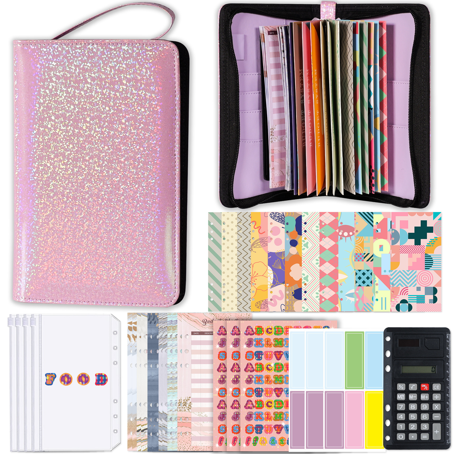 Picture of Cross-Border Supply of Large-Capacity Budget Envelopes, Fashionable Multi-Functional Pu Zipper Satchel Zipper Bags, Cash Budget Wallets