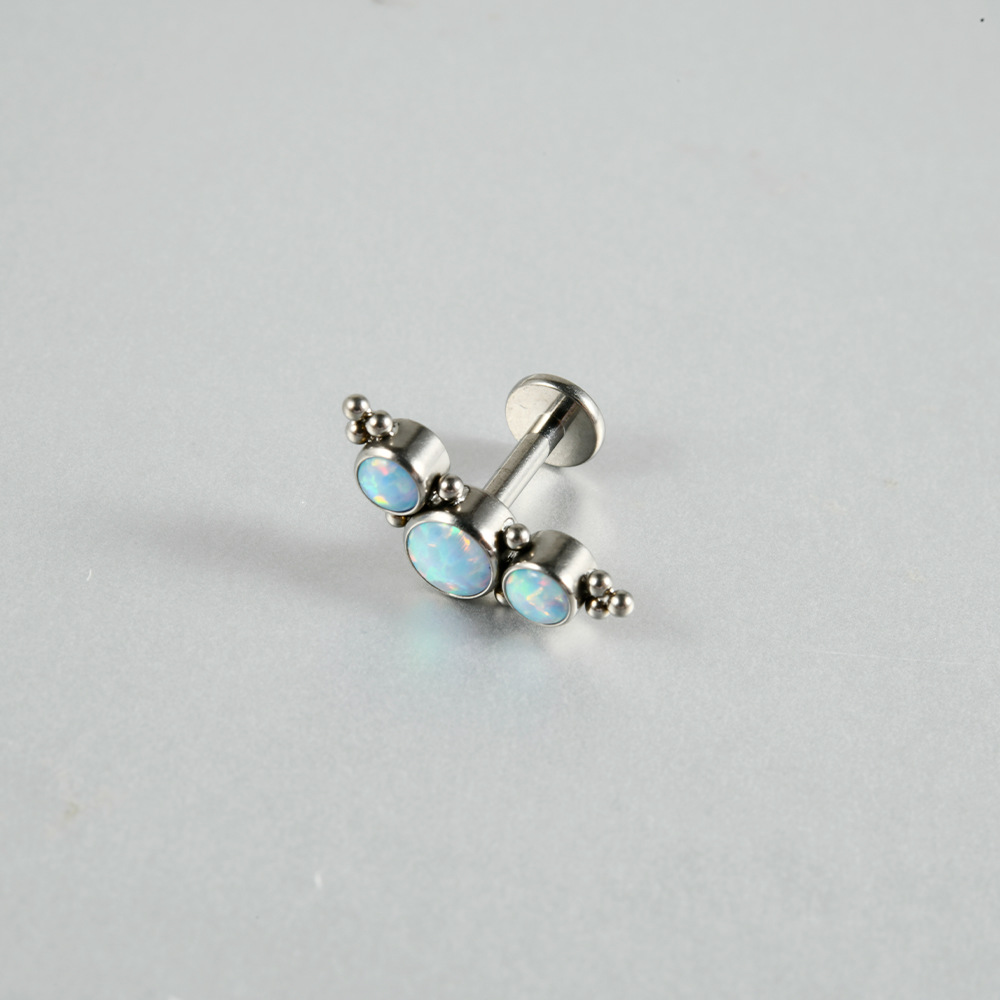 Picture of G23 Titanium Alloy Candy Color Opal Lip Nails Oil Drop Lip Nails Exploding Curved Ear Bone Nails Body Piercing Spot