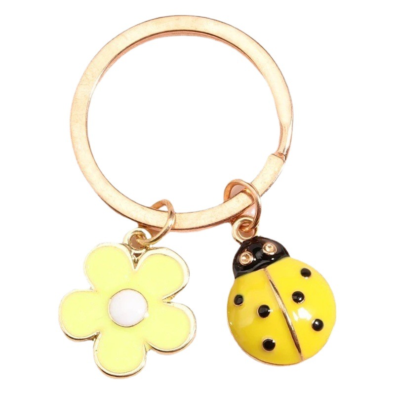 Cross-border New Coccinella Seven Stars Keychain European and American Popular Insect Pendant Fashion Beetle Key Pendant