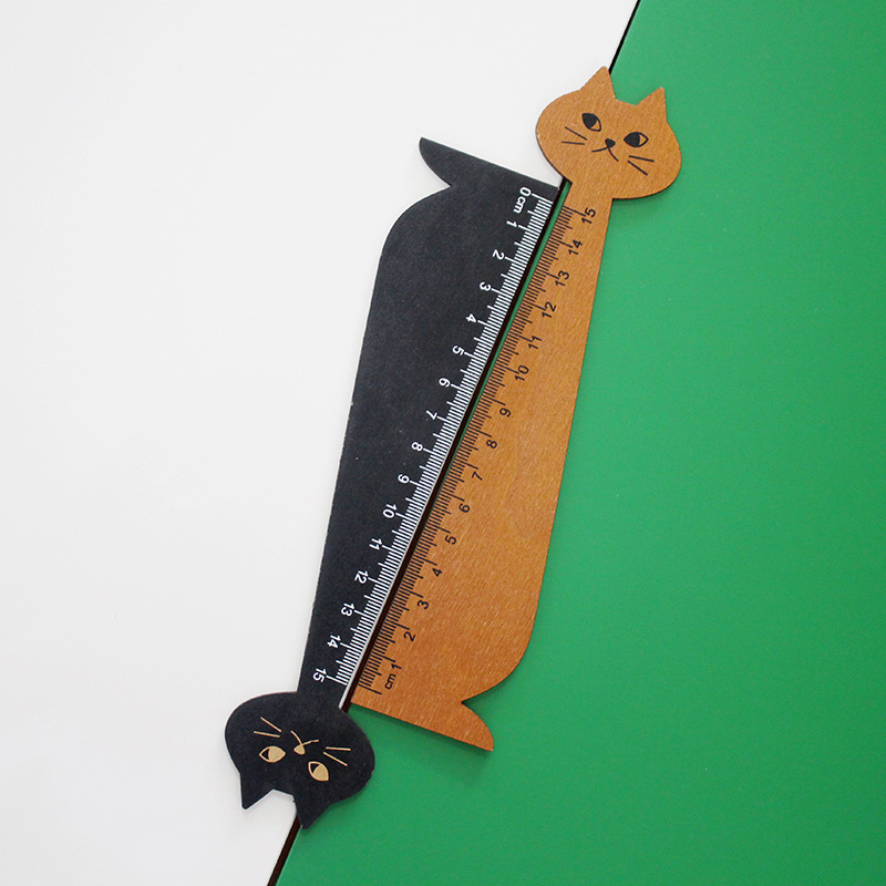 Picture of Creative Cute Cat Wooden Ruler Drawing Drawing Scale Student Stationery K-Style Wooden Handbook Ruler