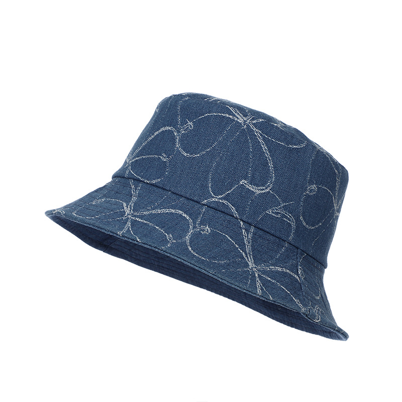 Picture of Reversible Spring and Summer Sun Hat for Women with Denim Flowers, Retro Style, Literary and Versatile, Travel Sun Protection Basin Hat, Trendy Brand