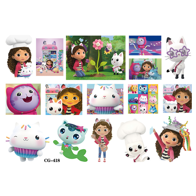 Picture of Gabby's Toy House Cartoon Tattoo Stickers Children's Tattoo Stickers Birthday Party Tattoo Stickers Disposable Water Transfer