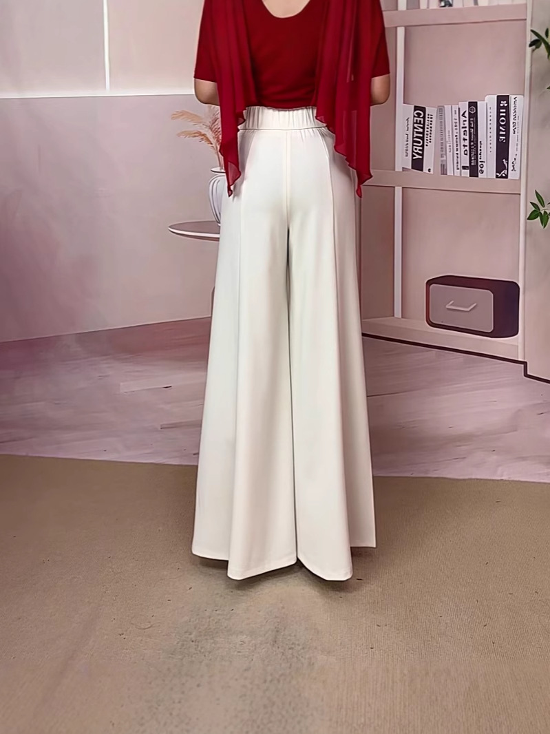 2025 New Wide Leg Pants Women's Spring and Autumn High Waist Dummy Trumpet Loose Skirt Pants Big Feet Black Slim Trousers Skirt
