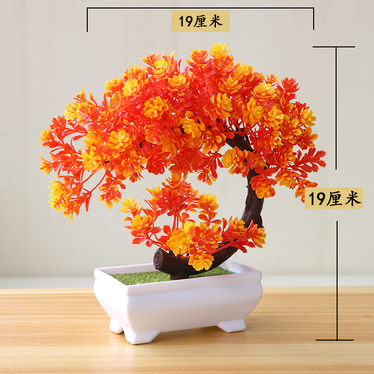 Picture of Sakura Snowball Simulated Plant Potted Grass Ball Bonsai Small Tree Home Decoration Flower Ornament Creative Mini Small Round Ball