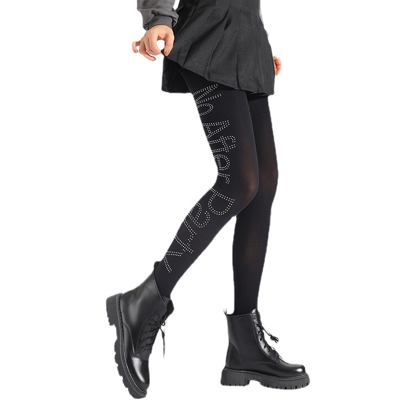 European and American Style Sexy and Fashionable Rhombus Mesh Hot Diamond Decorative Skull Pattern Jumpsuit Long Stockings