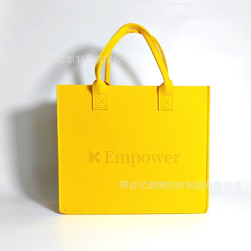 Picture of Solid Color Printed Felt Bag, Simple and Fashionable Felt Handbag, Student Tutoring Bag, Shopping Bag, High-End Tote Bag