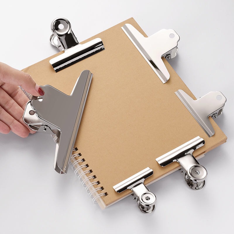 Picture of Stainless steel round steel clip strong multi-size mountain clip metal dovetail clip bill file clip stationery