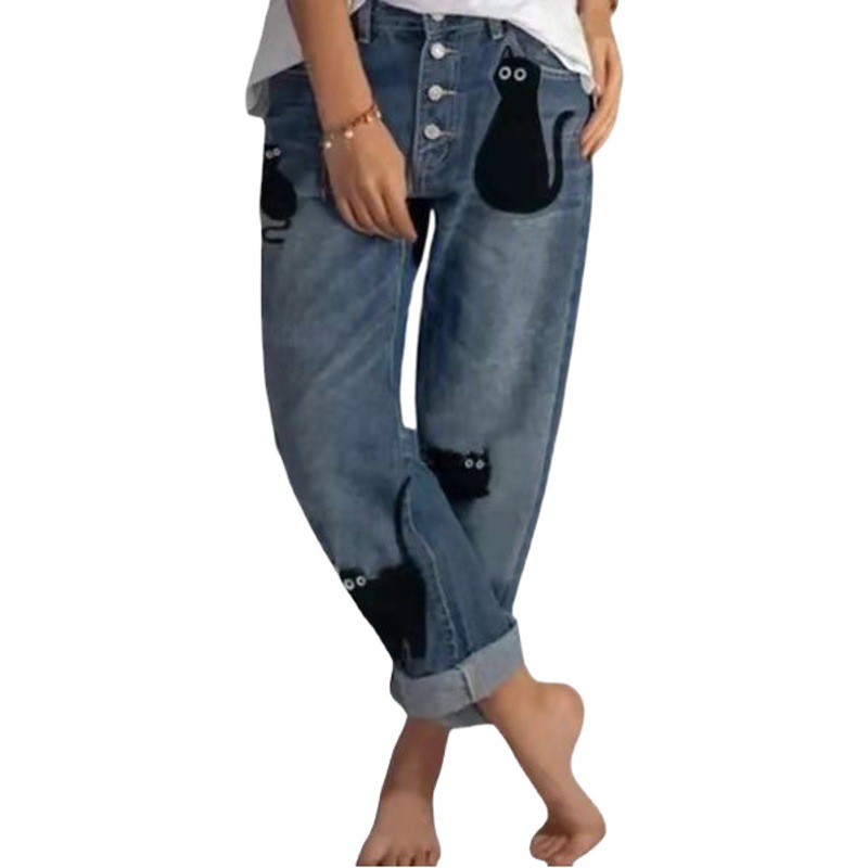 European and American cross-border 2023 Spring and Autumn new jeans loose casual versatile simple Slimming pants straight pants for women