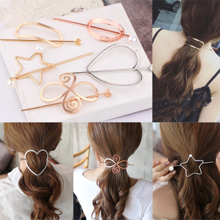 Korean-style alloy clip headdress exquisite hairpin European and American-style metal simple arrow pearl hair pin hair clasp hair curler