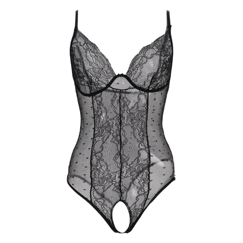 Night fun new sexy sexy lingerie open crotch free off jumpsuit see-through passion temptation sling women's pajamas suit