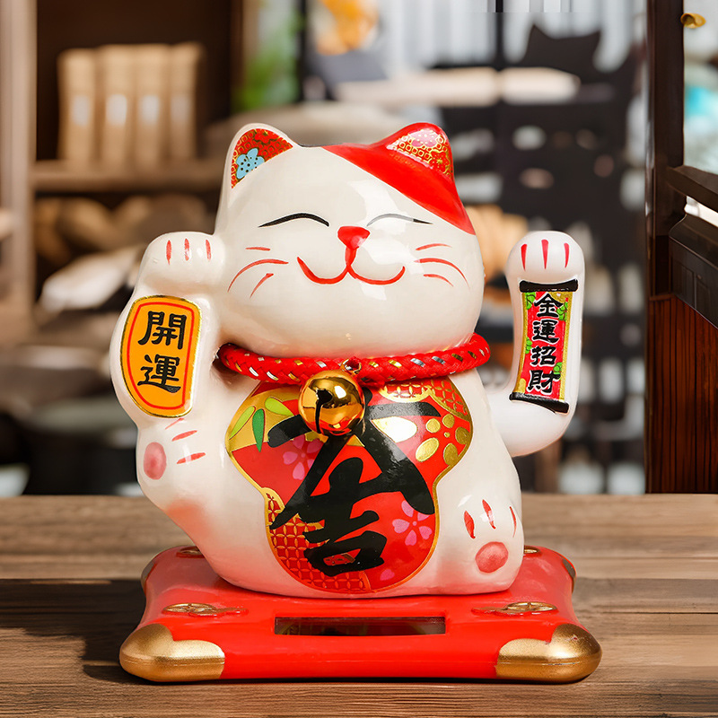 Picture of Six-inch creative solar fortune cat shop cashier front desk home ornaments Japanese shop opening gift wholesale