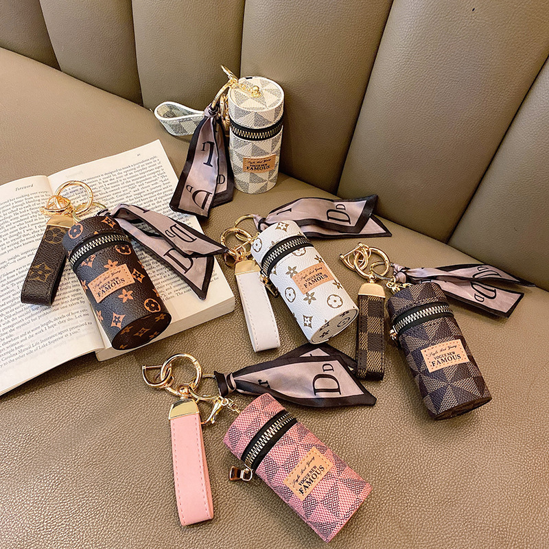 Picture of Creative Leather Silk Scarf Gift Mouth Red Envelope Keychain European and American Old Flower Coin Purse Welfare Mini Bucket Bag