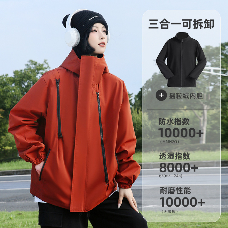 Picture of Jacket Three-In-One Detachable Two-Piece Set for Men and Women Outdoor Mountaineering Clothing Windproof and Waterproof Spring, Autumn and Winter Jacket