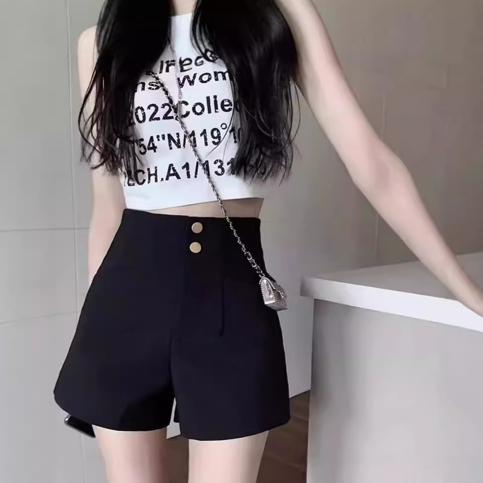 Black Suit Shorts Women's Spring and Summer Small Match Shows High 2024 New A- Word Internet Red Thin Pants