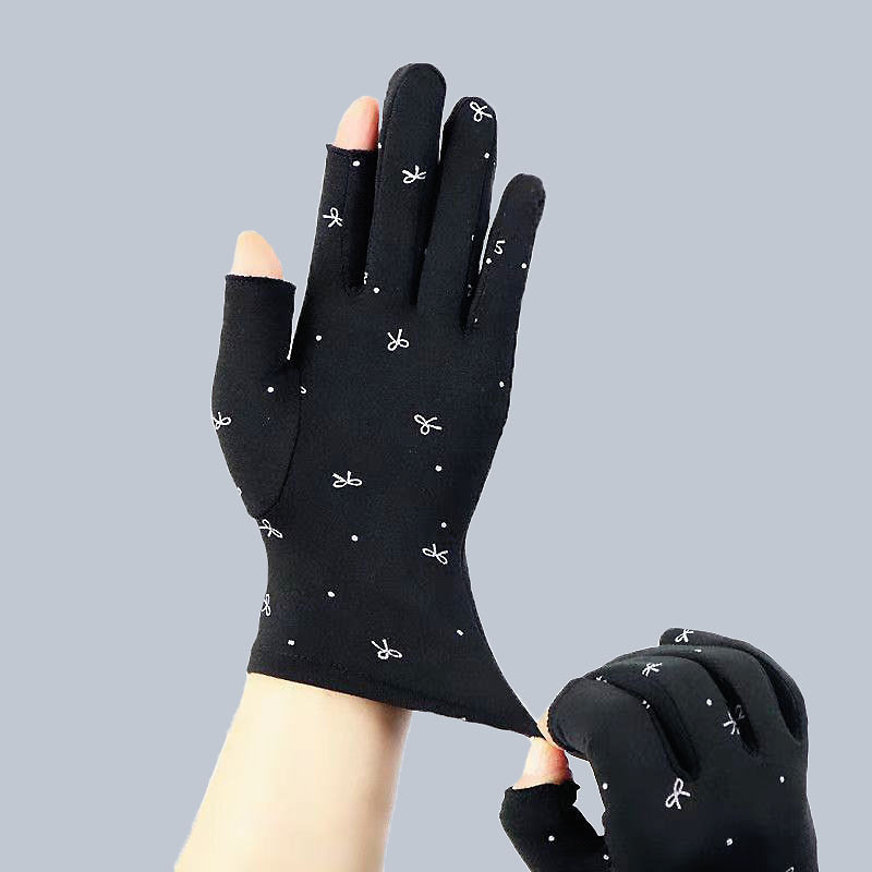 Picture of Women's Gloves with Two Fingers Exposed, Fleece-Lined for Warmth, Suitable for Autumn and Winter Driving, Cycling, Elastic, Student Writing, Cold-Proof, Thickened