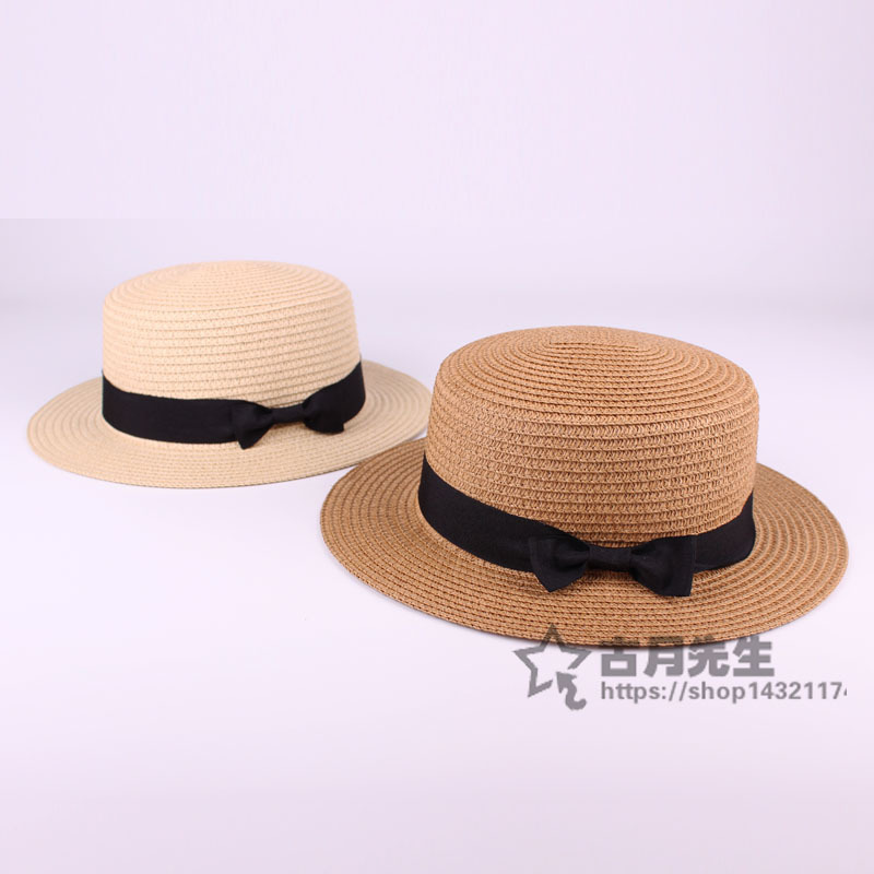 Hat Women's Summer Korean-style Cute Bow Straw Hat Sun Protection Sun Beach Hat Parent-child Top Hat