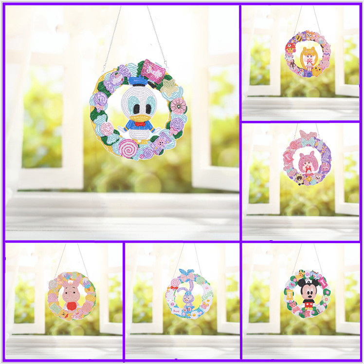 New creative holiday decorations DIY Diamond painting Garland children's puzzle 5D cartoon door and window decoration pendant craft