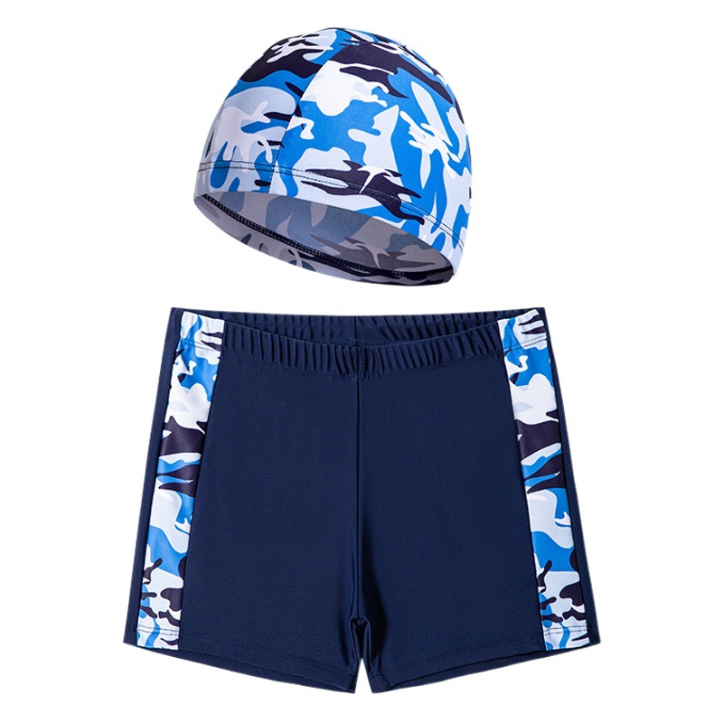 Children's Swimming Trunks Boys Swimming Trunks Swimming Cap suit Cartoon Printing Lace-up Swimming Trunks Flat Angle Swimming Trunks Children's Swimming Cap