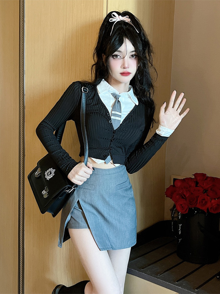 Summer American Academy Style Short Skirt Waist Safety Pants Spice Girls Pure Desire Polyester A- Line Skirt JK All-match Uniform Half-length
