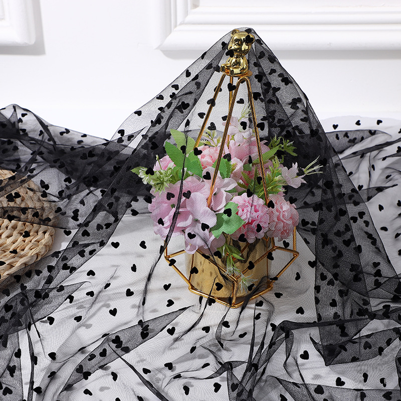 in stock Small Love Flocking Mesh Princess Dress Toy Veil Bow Valentine's Day Packaging Gift Box Decorative Mesh