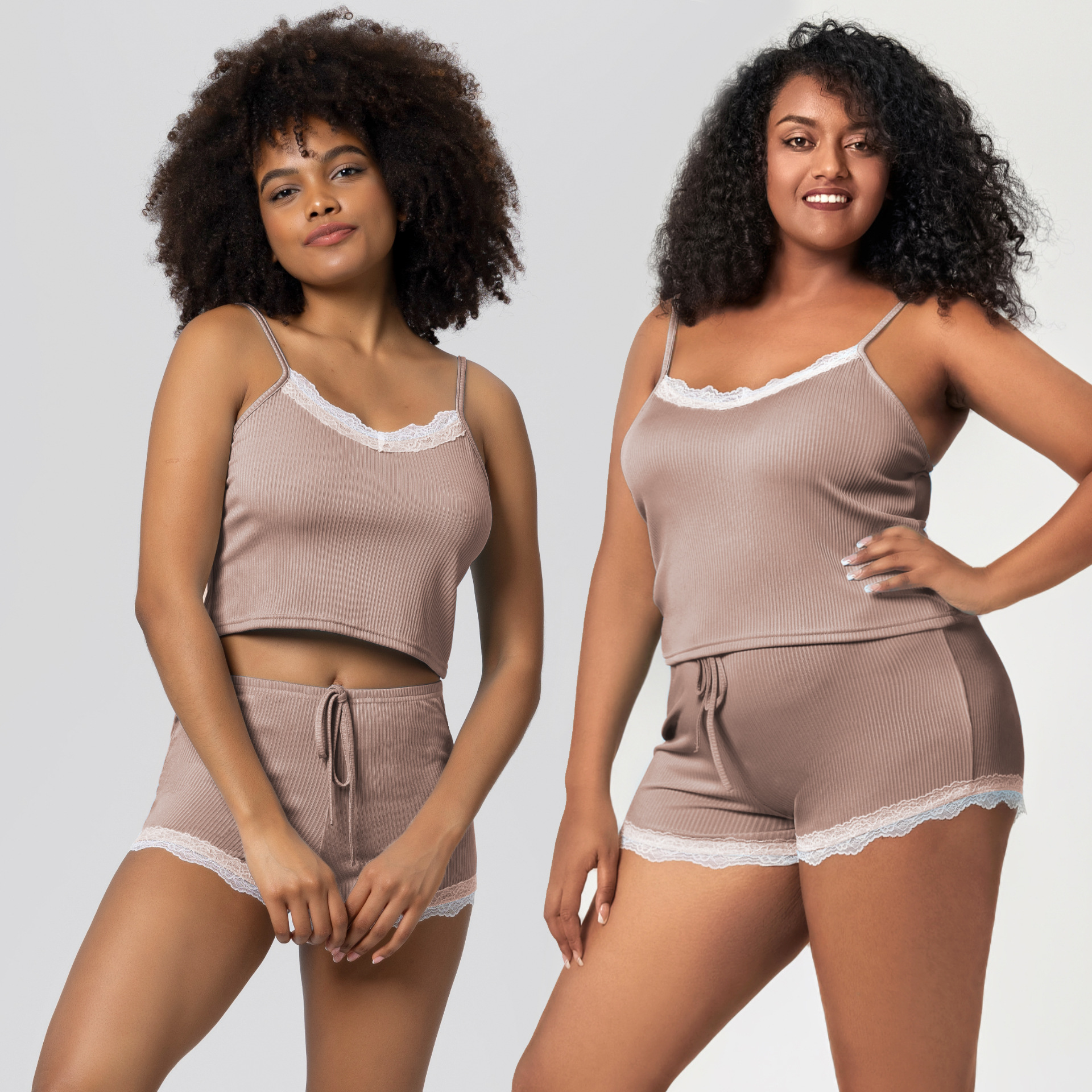 Cross-border plus size Pajamas Women's Summer pajamas Draping Cool Lace Side Camisole Pajamas Home Clothes suit