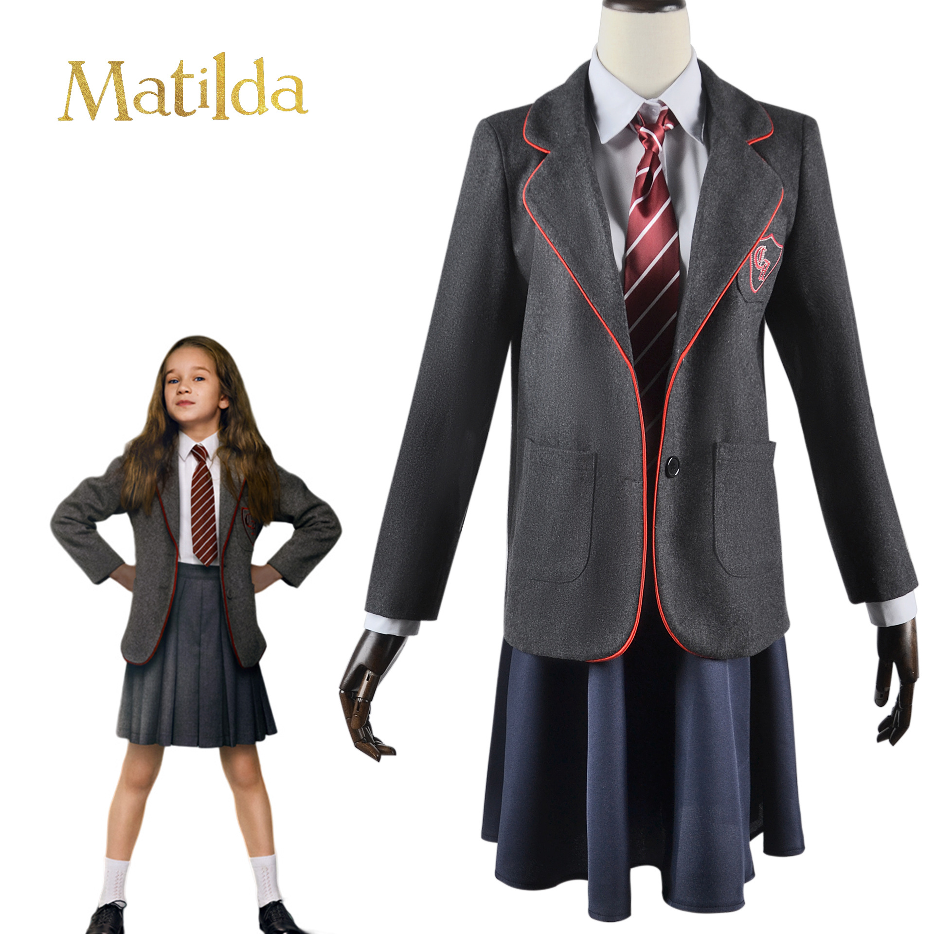 Picture of Beishui Trade Matilda cos Gray School Uniform Adult Children Code cosplay Uniform European and American Film and Television Uniform