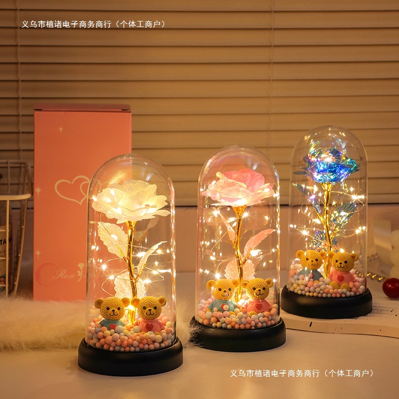 Picture of Immortal bouquet rose night light ornament bedroom decoration birthday gift for girlfriend girl children student Qixi Festival