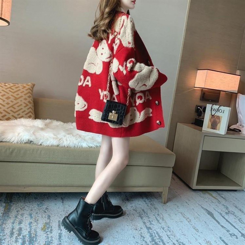 Picture of Sweater coat spring women's clothing 2023 new trendy lazy Korean style loose plus size knitted cardigan thickened trendy