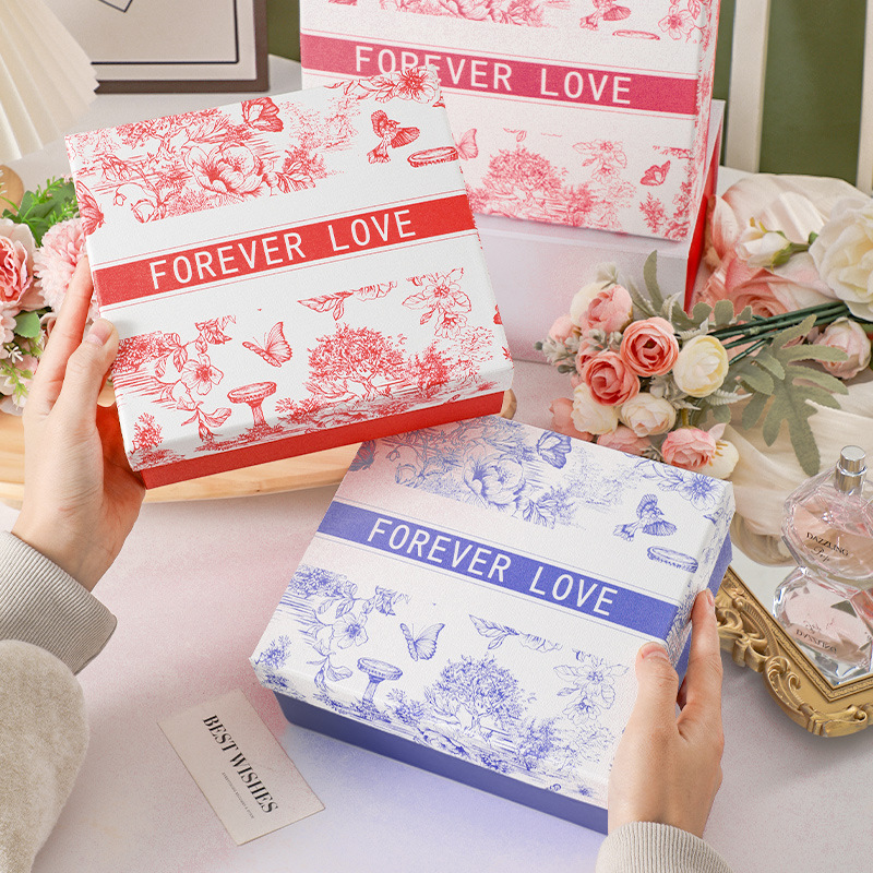 High-End Retro Gift Box for Girls Gift Packaging Box Heaven and Earth Cover Cosmetics Empty Gift Box Wholesale in Stock