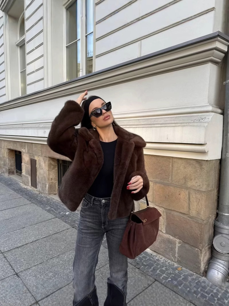 Cross-border AliExpress explosions ZR women's foreign trade women's wholesale autumn new women's casual brown coat