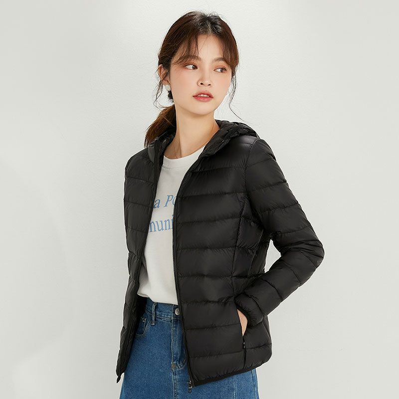 Picture of 90 down down Jacket Women's Hooded Lightweight Short Large Size Lightweight Western Style White Duck down Jacket Pinghu down Jacket Wholesale