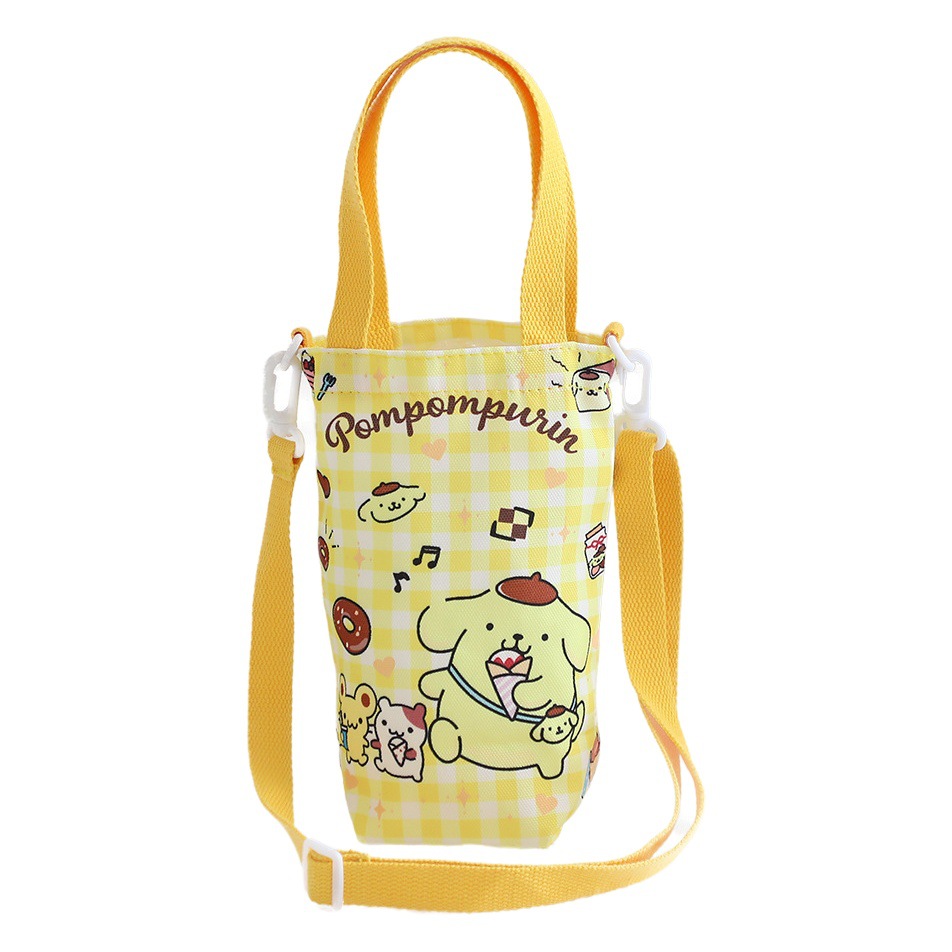 Japanese Style Cartoon Cute Canvas Water Cup Bag Crossbody Portable Dual-purpose Water Kettle Bag Outgoing Small Cloth Bag Handbag